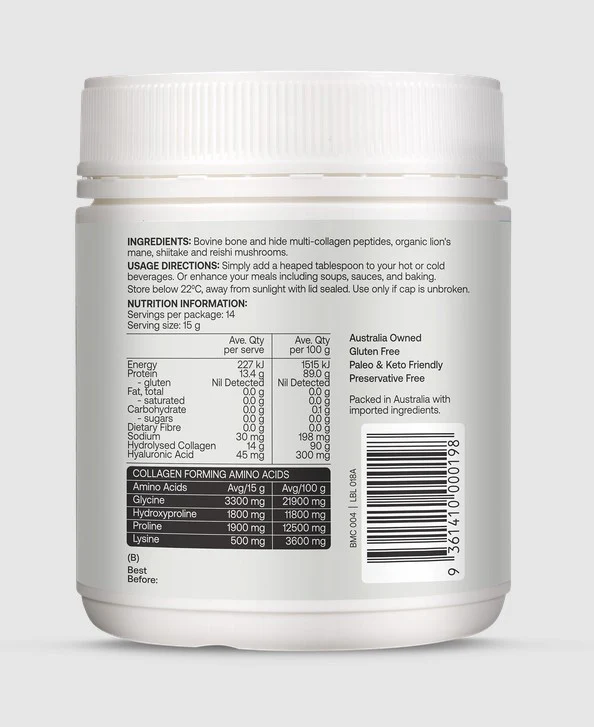 Best of the Bone Multi-Collagen Protein Powder Organic mushrooms, lion's mane, reishi, shiitake 210g - Image 3